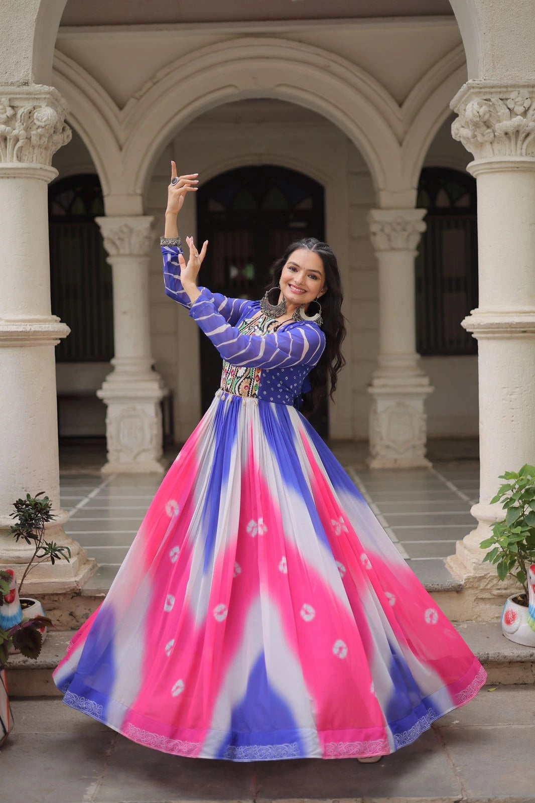 Navy Blue Faux Georgette Dress Kalyanja Fashion